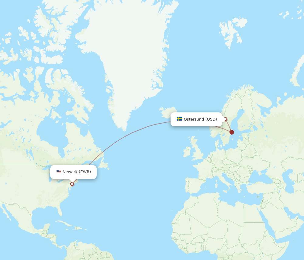 EWR-OSD flight routes