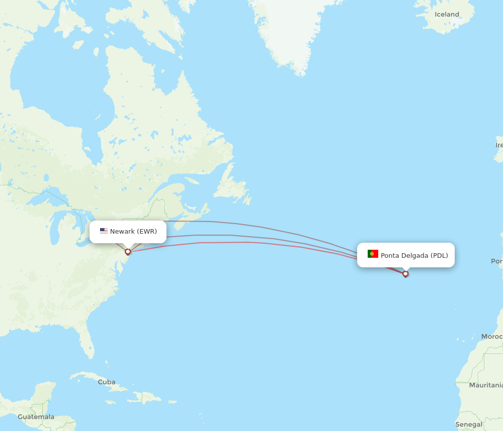 EWR-PDL flight routes