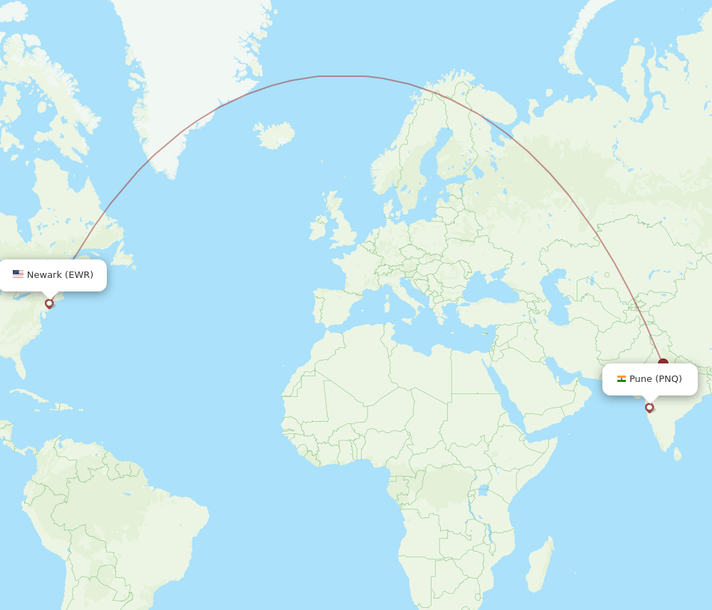 EWR-PNQ flight routes