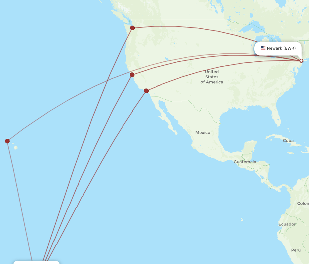 EWR-PPT flight routes