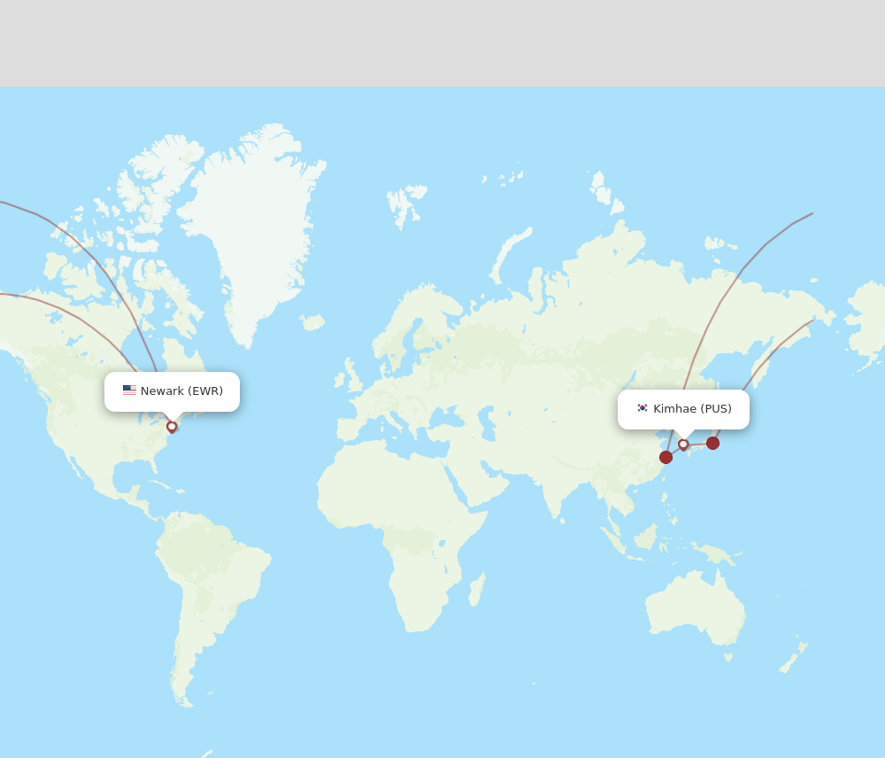EWR-PUS flight routes