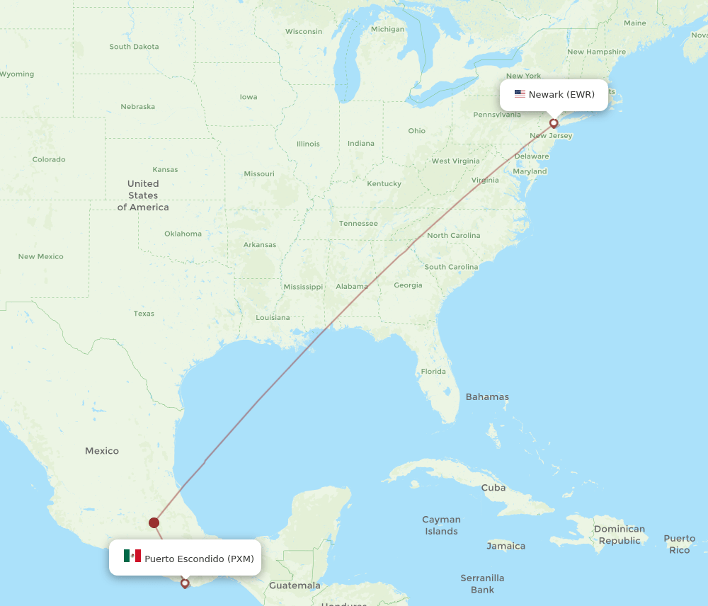 EWR-PXM flight routes