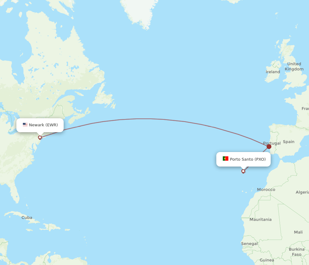 EWR-PXO flight routes