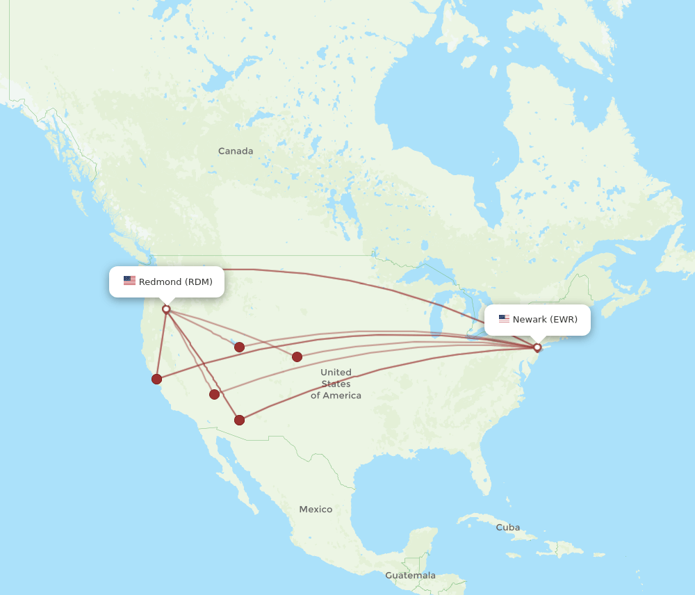 EWR to RDM flights and routes map