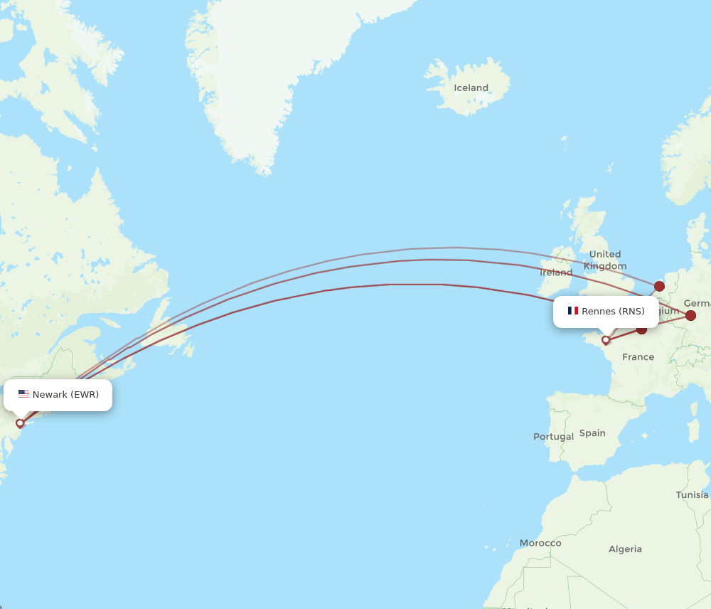 EWR-RNS flight routes