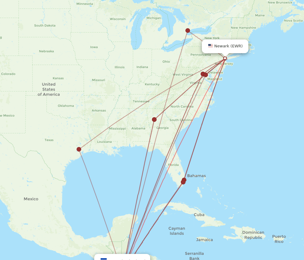 EWR-SAL flight routes