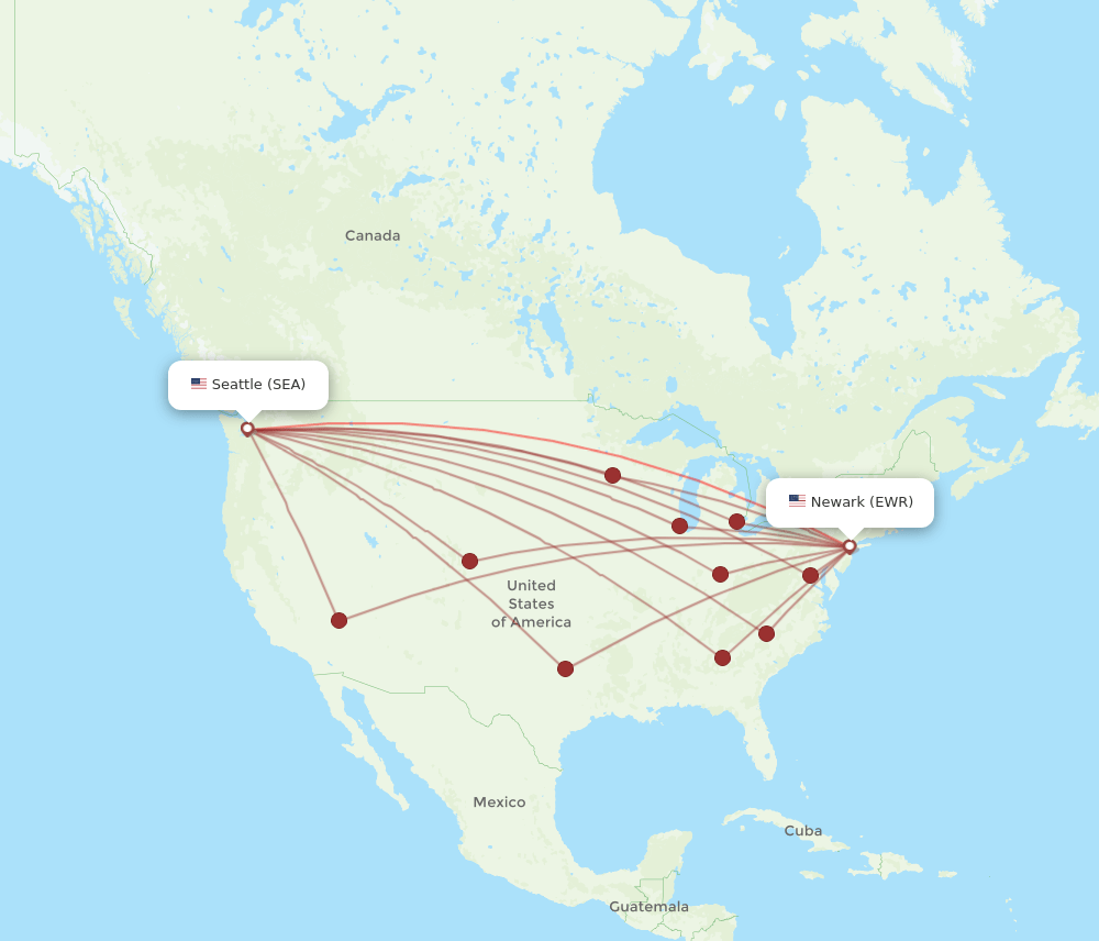 EWR-SEA flight routes