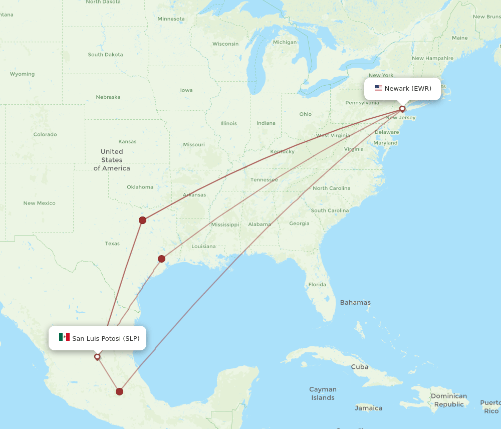 EWR-SLP flight routes
