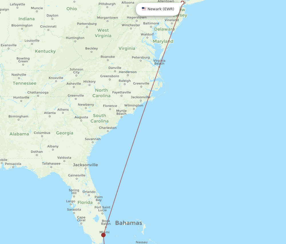 EWR to SNU flights and routes map