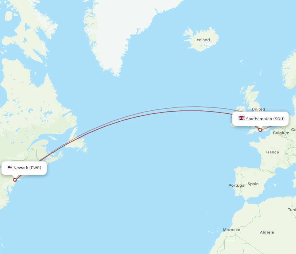 EWR-SOU flight routes