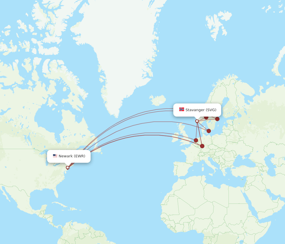 EWR-SVG flight routes