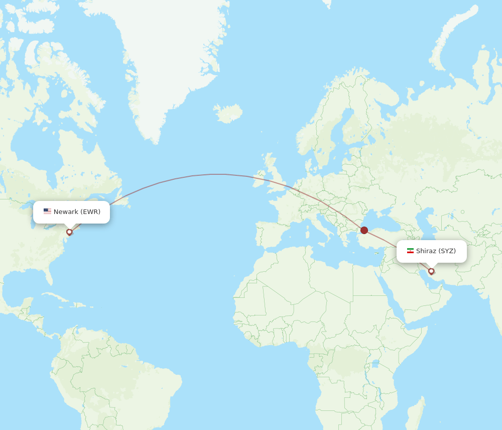 EWR-SYZ flight routes
