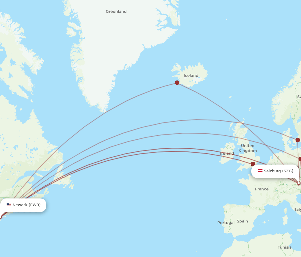 EWR-SZG flight routes