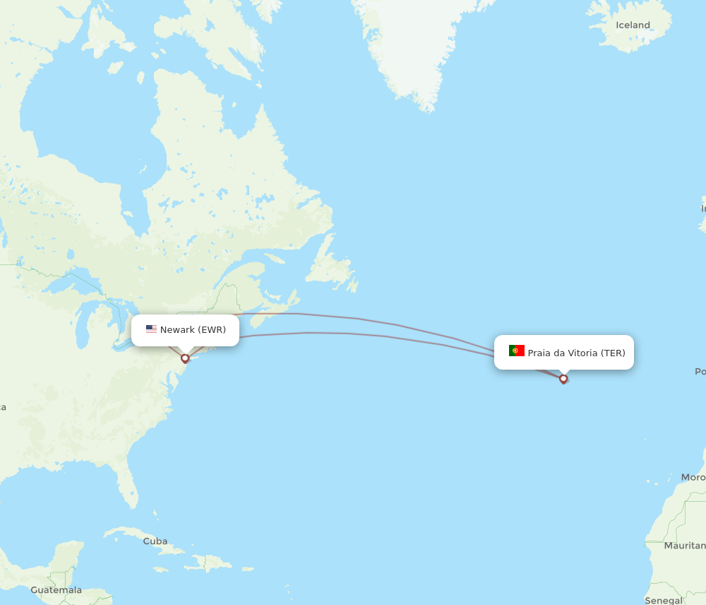 EWR-TER flight routes