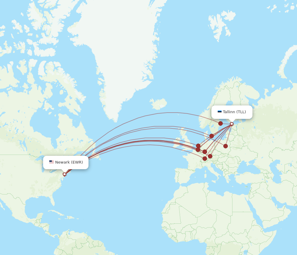 EWR-TLL flight routes