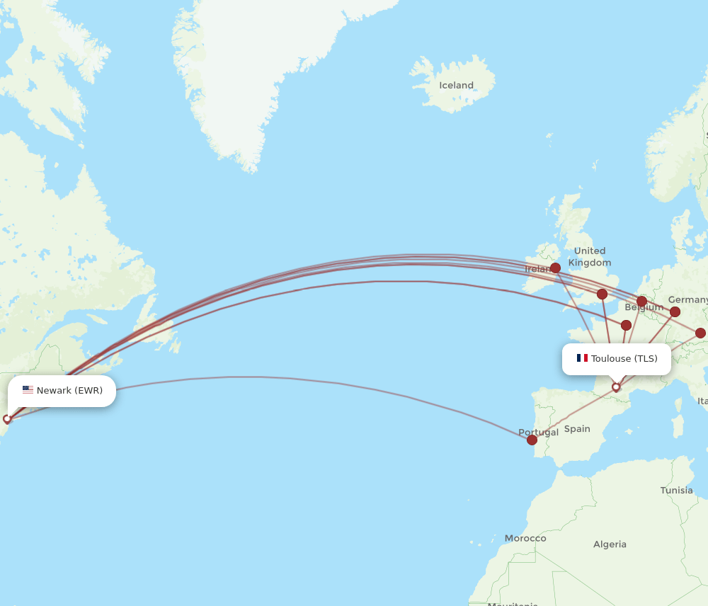 EWR-TLS flight routes