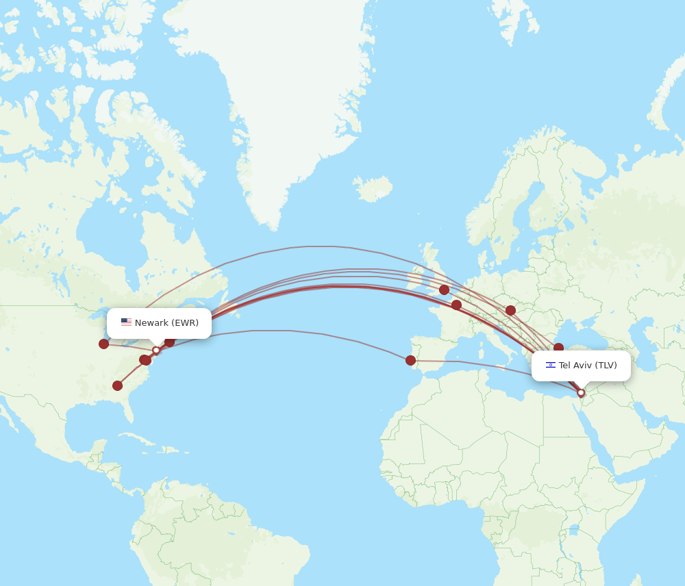 EWR-TLV flight routes