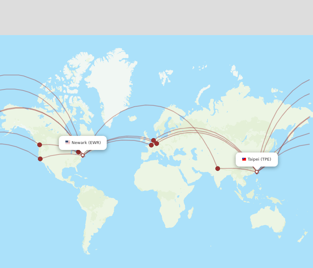 EWR to TPE flights and routes map