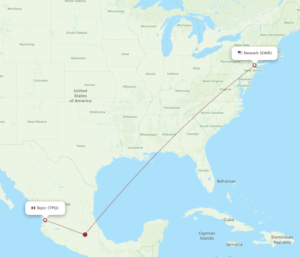 EWR-TPQ flight routes