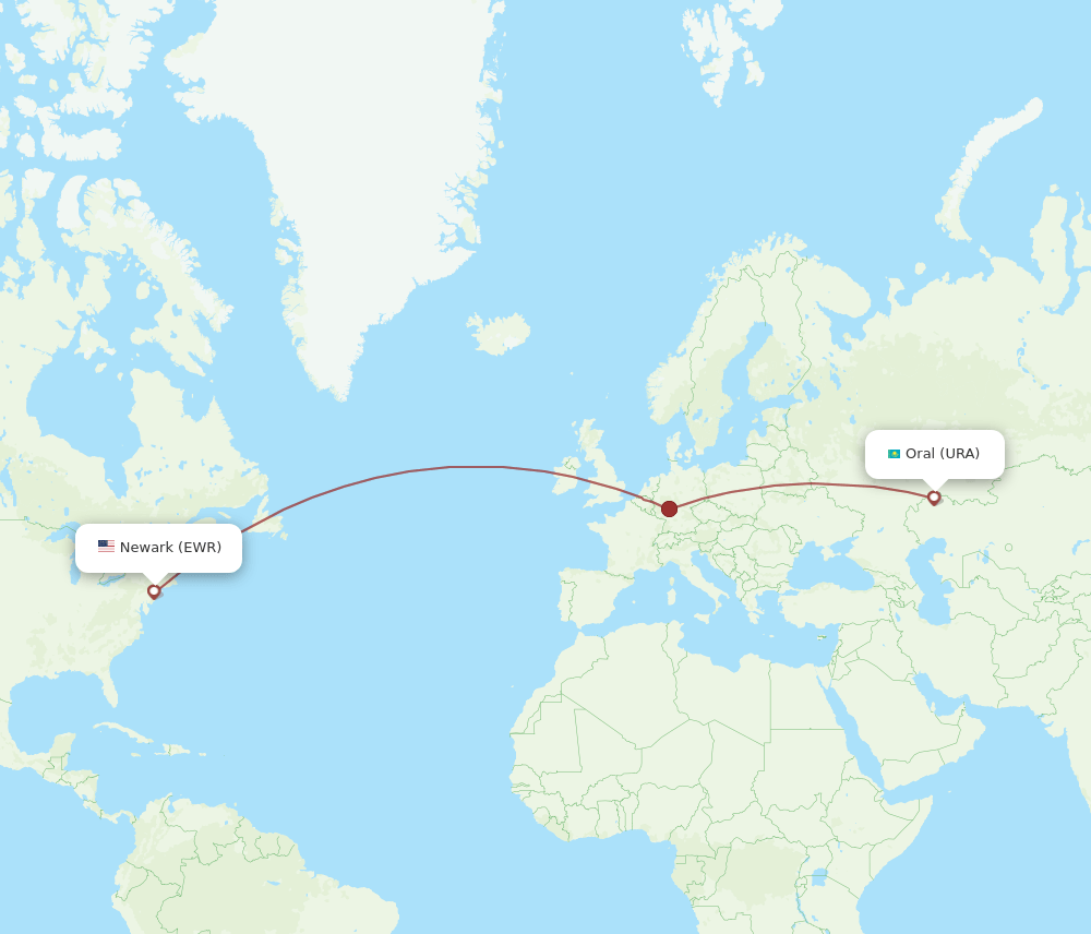 EWR-URA flight routes