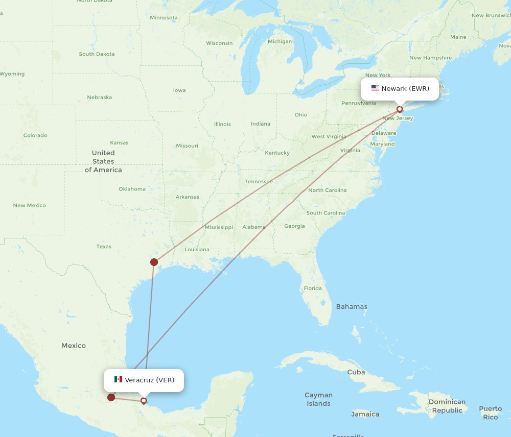 EWR-VER flight routes
