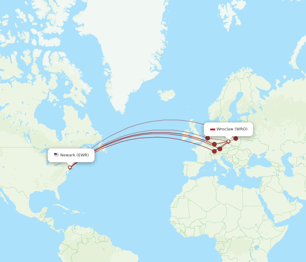 EWR-WRO flight routes