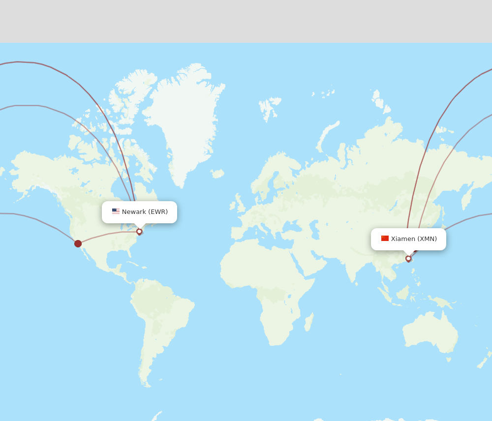 EWR-XMN flight routes