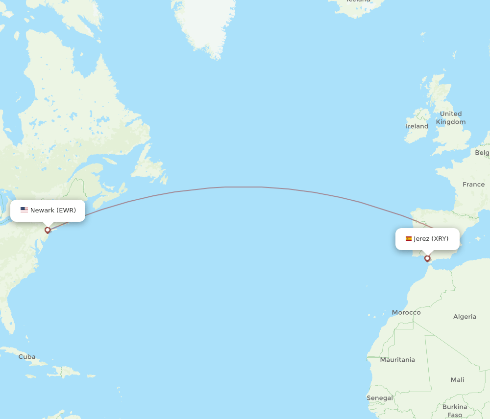 EWR-XRY flight routes