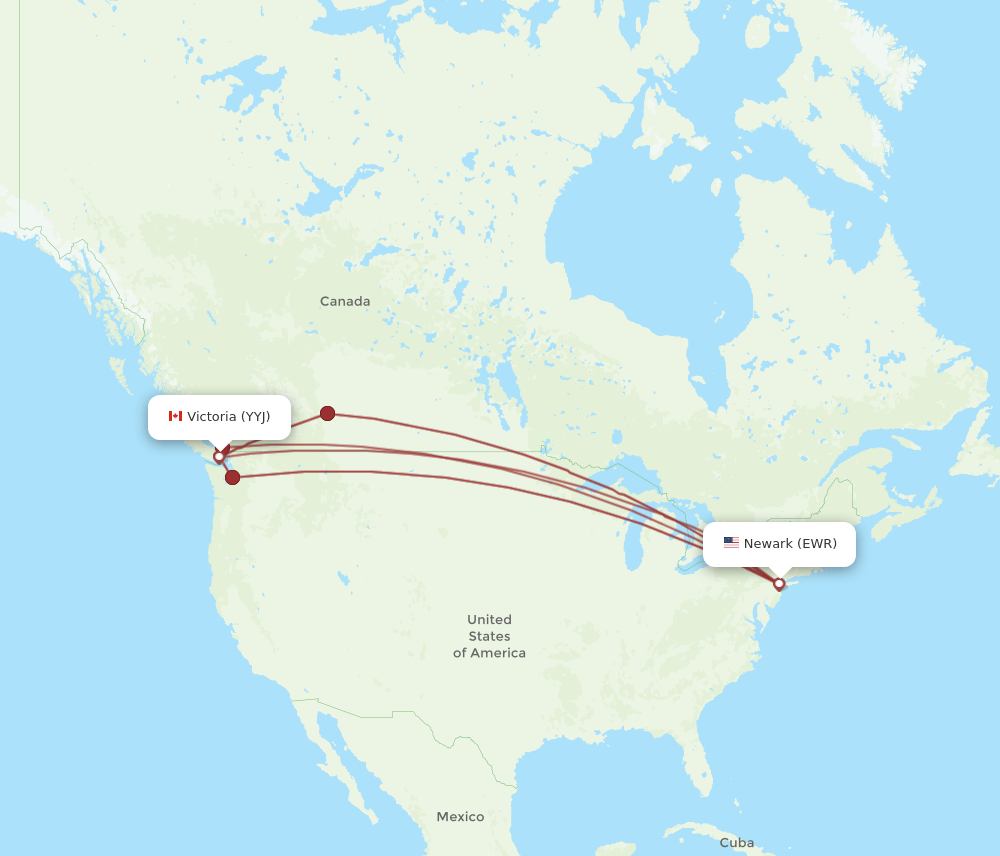 EWR-YYJ flight routes