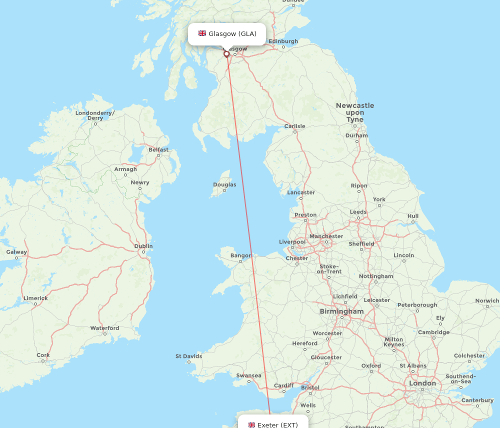 EXT-GLA flight routes