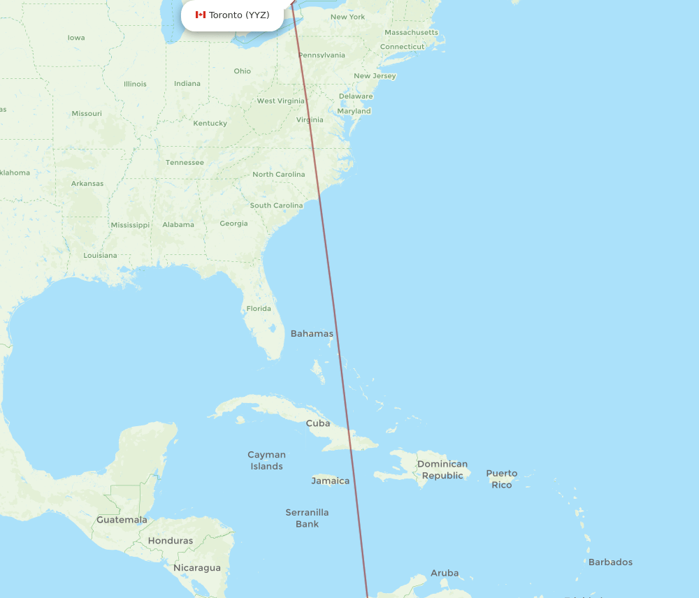 Toronto - El Yopal route map and flight paths
