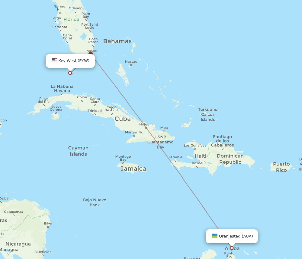EYW-AUA flight routes
