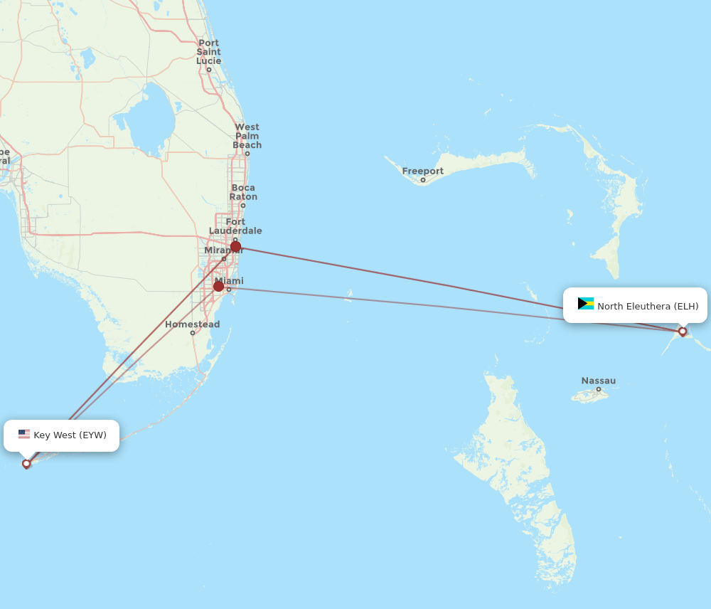 EYW-ELH flight routes
