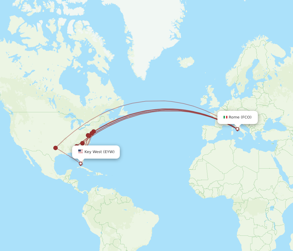 EYW-FCO flight routes