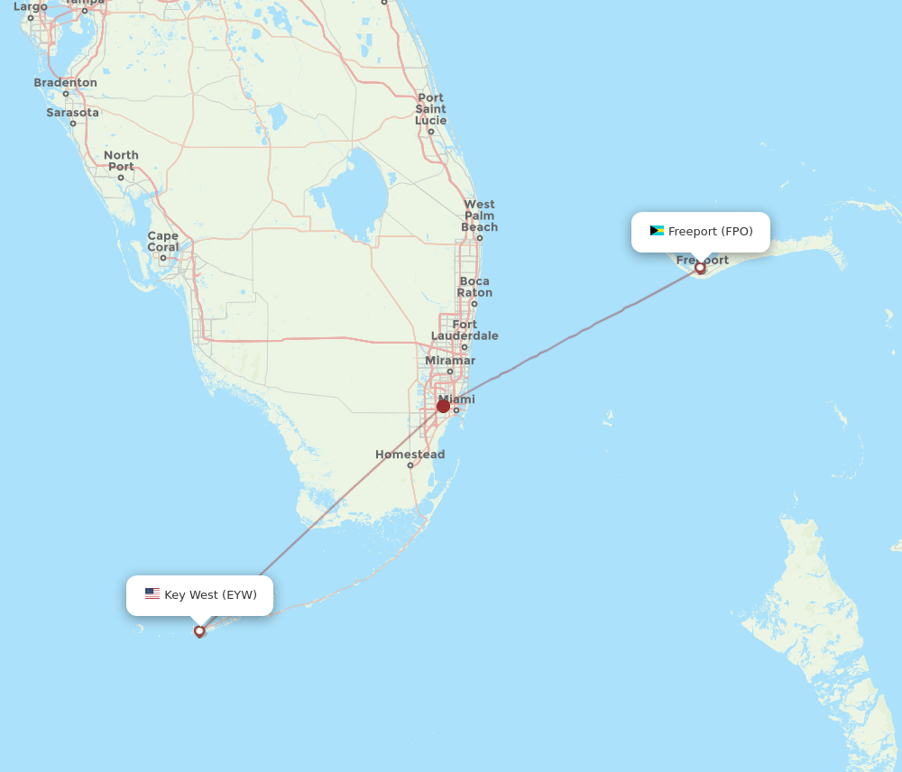 EYW-FPO flight routes