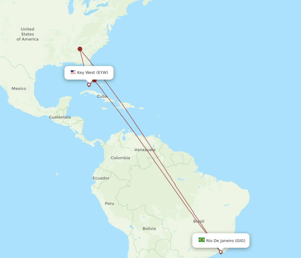 EYW-GIG flight routes