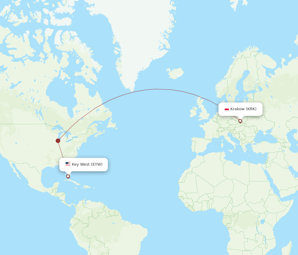 EYW-KRK flight routes