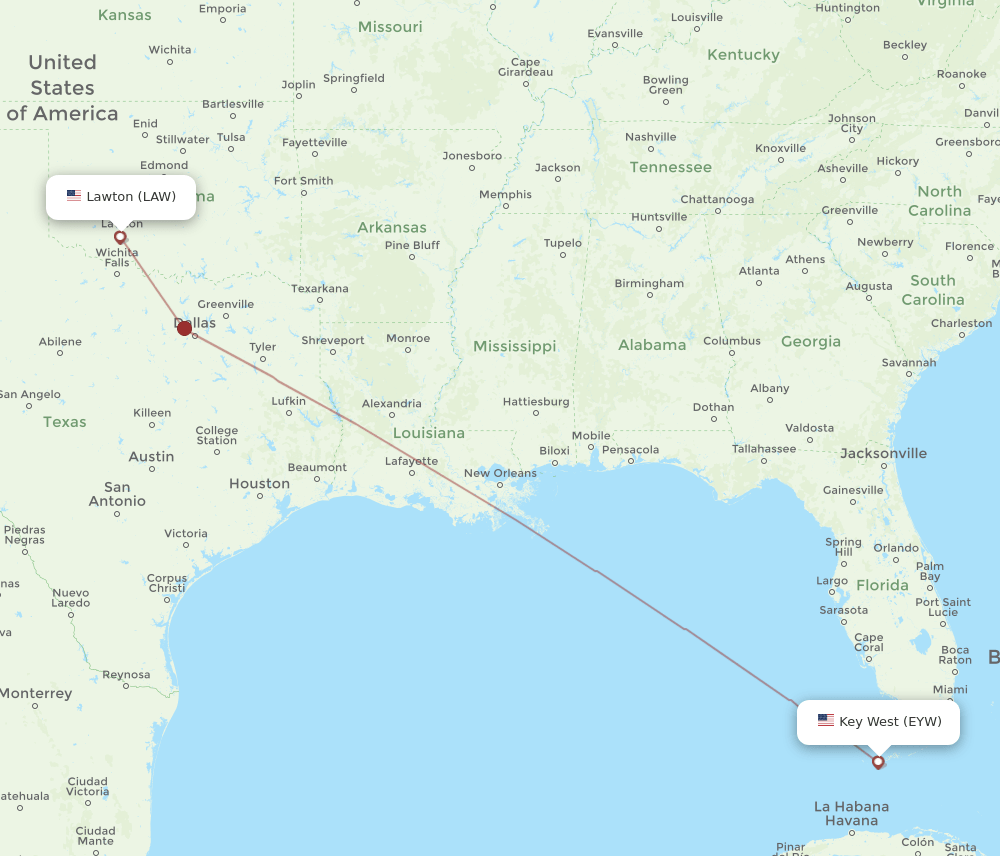 EYW-LAW flight routes