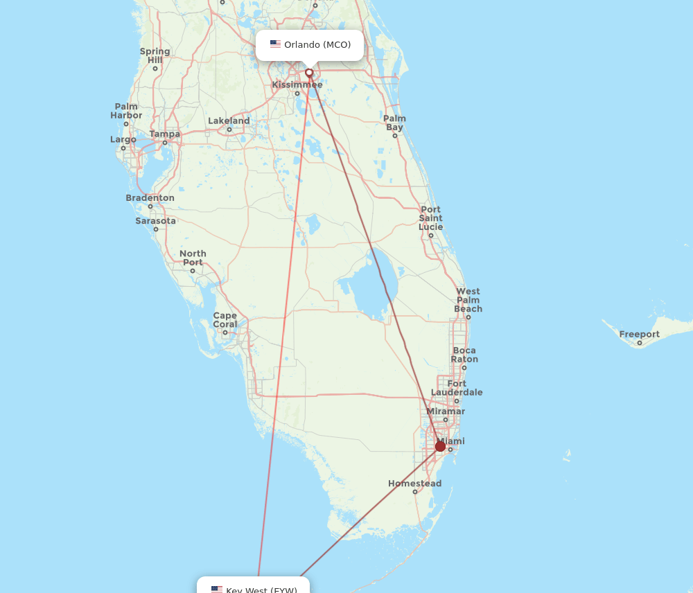 EYW-MCO flight routes