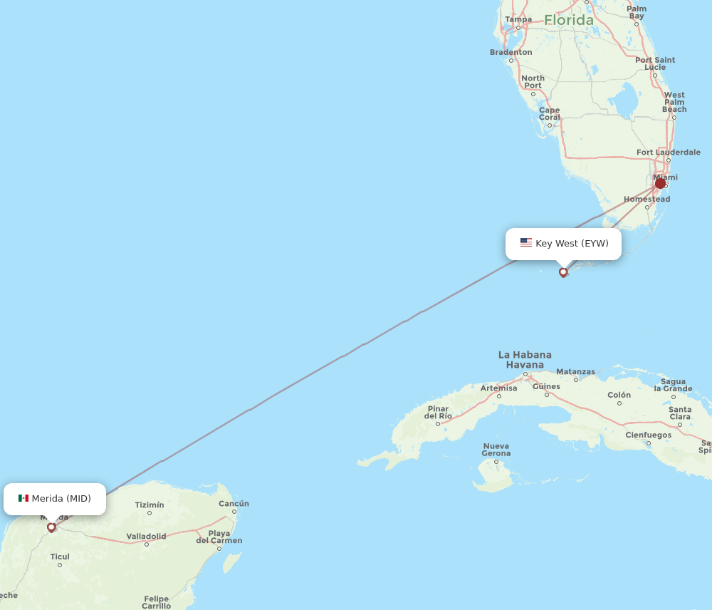 EYW-MID flight routes