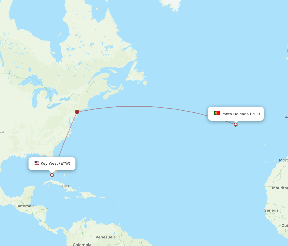 EYW-PDL flight routes