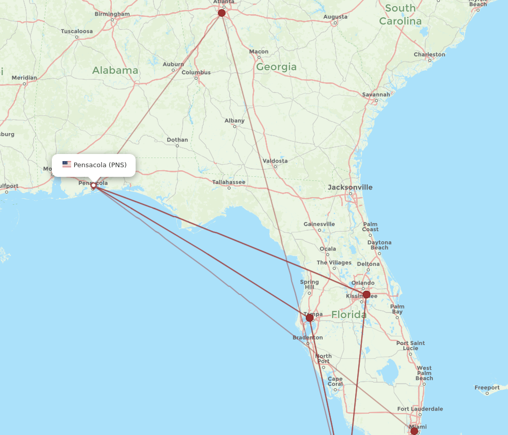 EYW-PNS flight routes