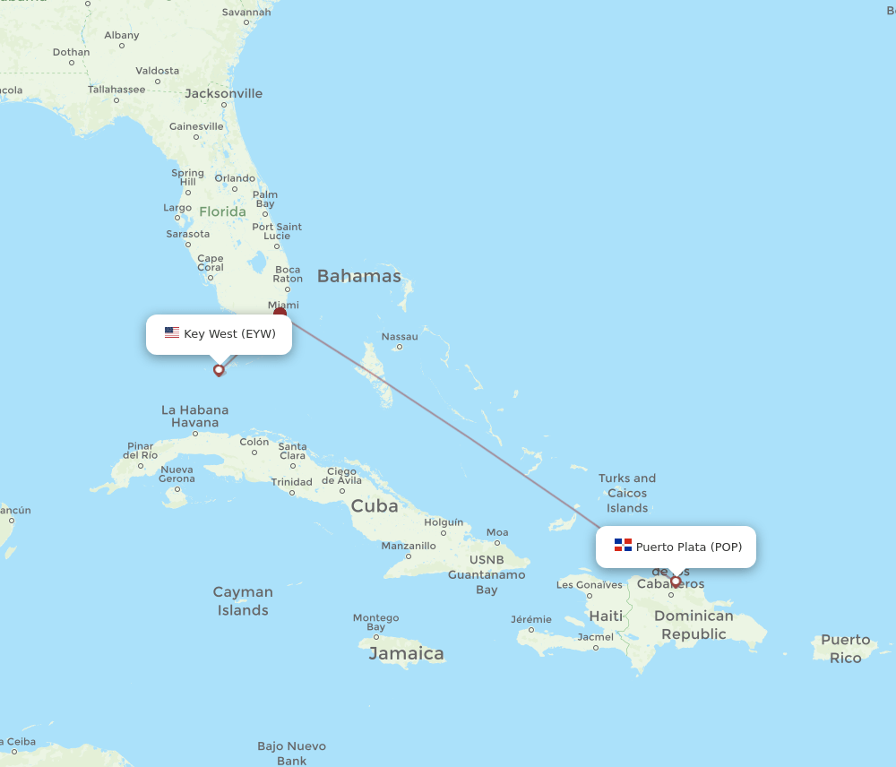 EYW-POP flight routes