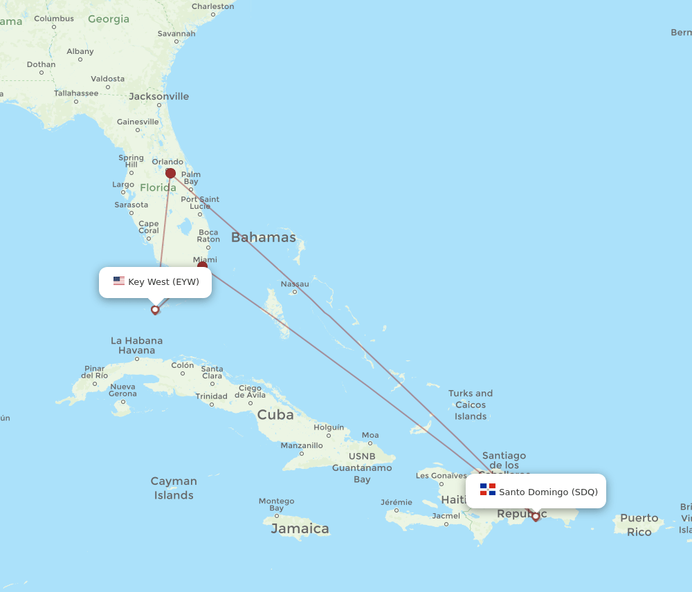 EYW to SDQ flights and routes map