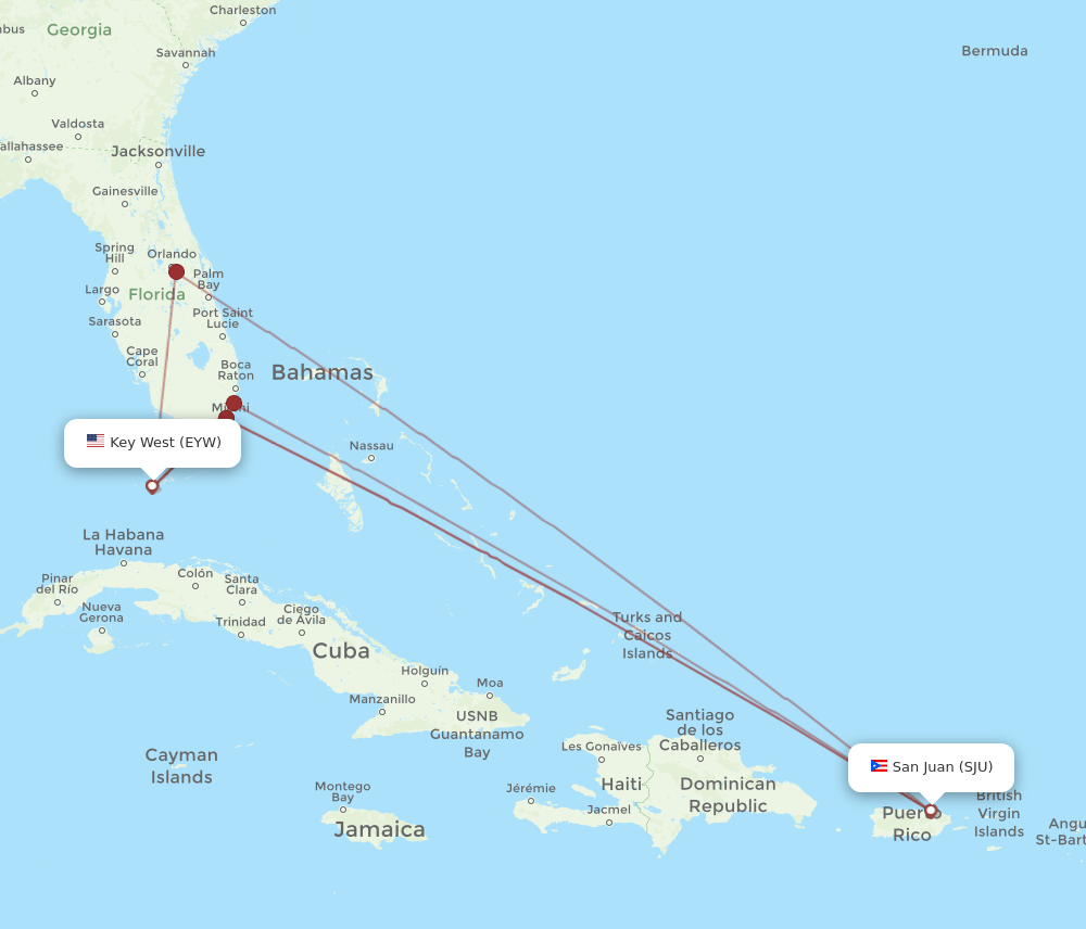 EYW-SJU flight routes