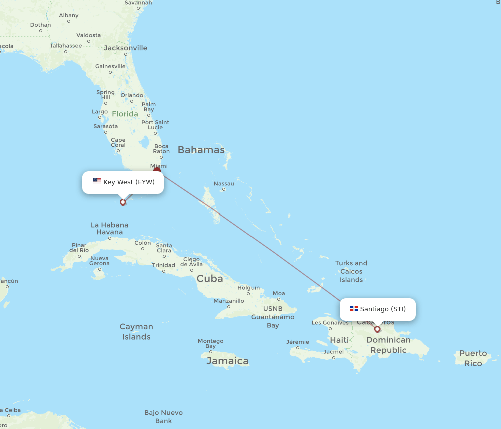 EYW-STI flight routes