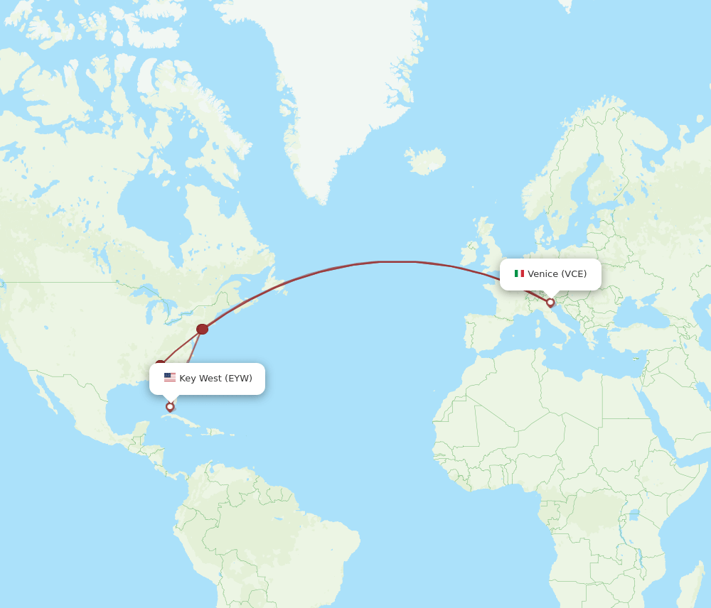 EYW-VCE flight routes