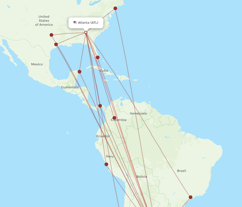 EZE to ATL flights and routes map
