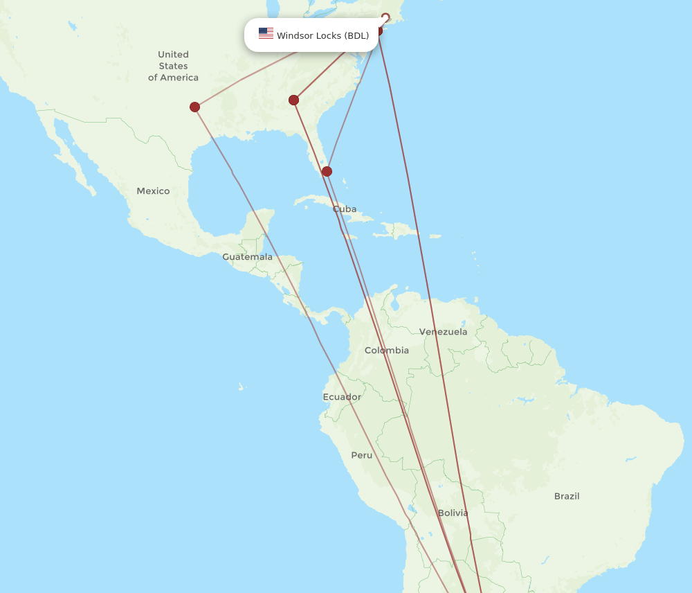 EZE to BDL flights and routes map
