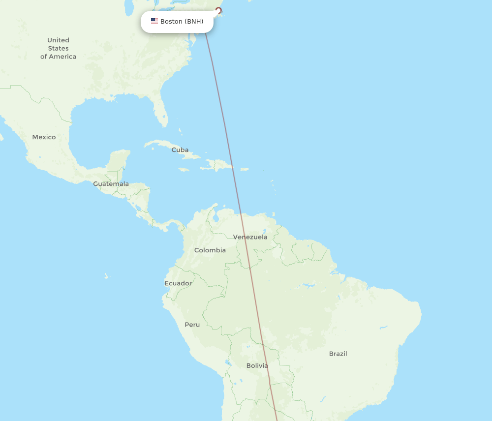Buenos Aires - Boston route map and flight paths